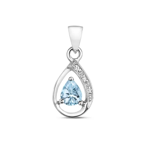 Diamond & Aqaumarine 0.26ct Pendant 9ct White Gold